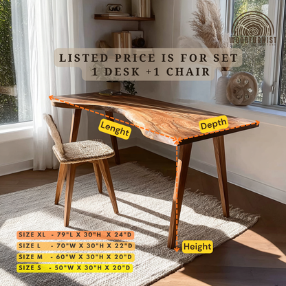 Modern Rustic Wooden Desk – Live Edge Work Desk for Home Office & Creative Studio WFNED0169