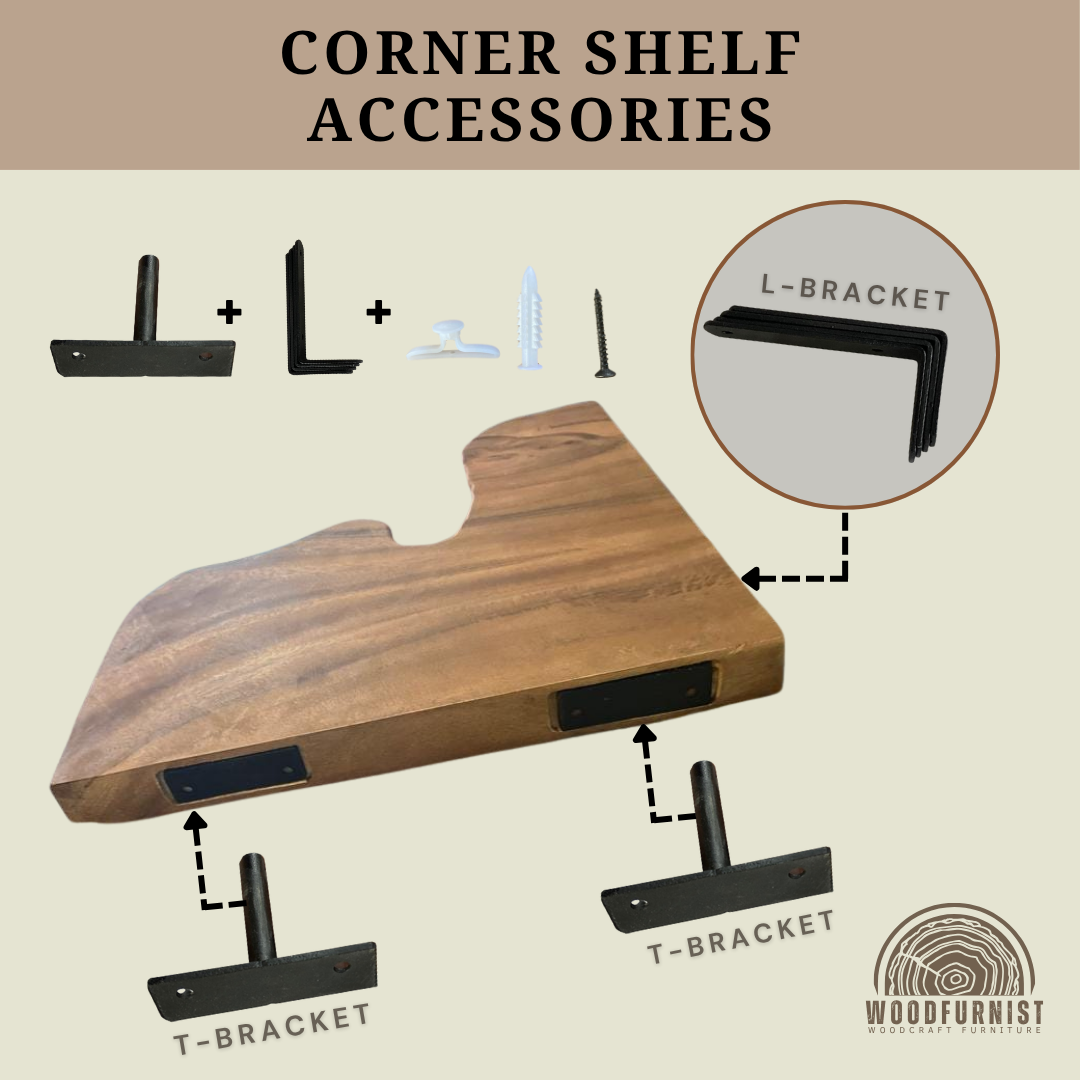 Rustic Live Edge Floating Shelves – Handmade Solid Wood Wall Shelves WFNED0030