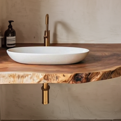 Live Edge Wood Floating Bathroom Vanity – Wall Mounted Sink Countertop for Rustic Modern Bathroom