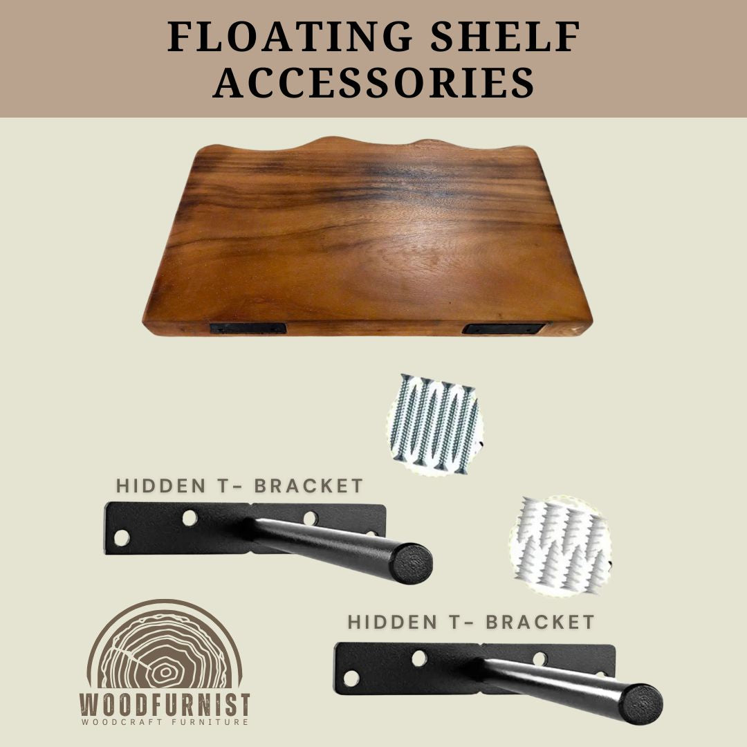 Rustic Wood Floating Shelves – Handmade Live Edge Wall Shelf Decor WFNVA0199