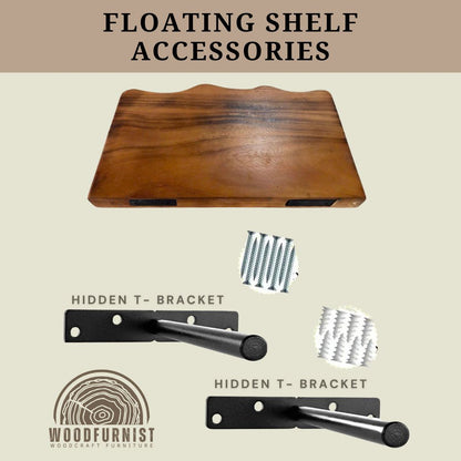 Rustic Wood Floating Shelves – Handmade Live Edge Wall Shelf Decor WFNVA0199