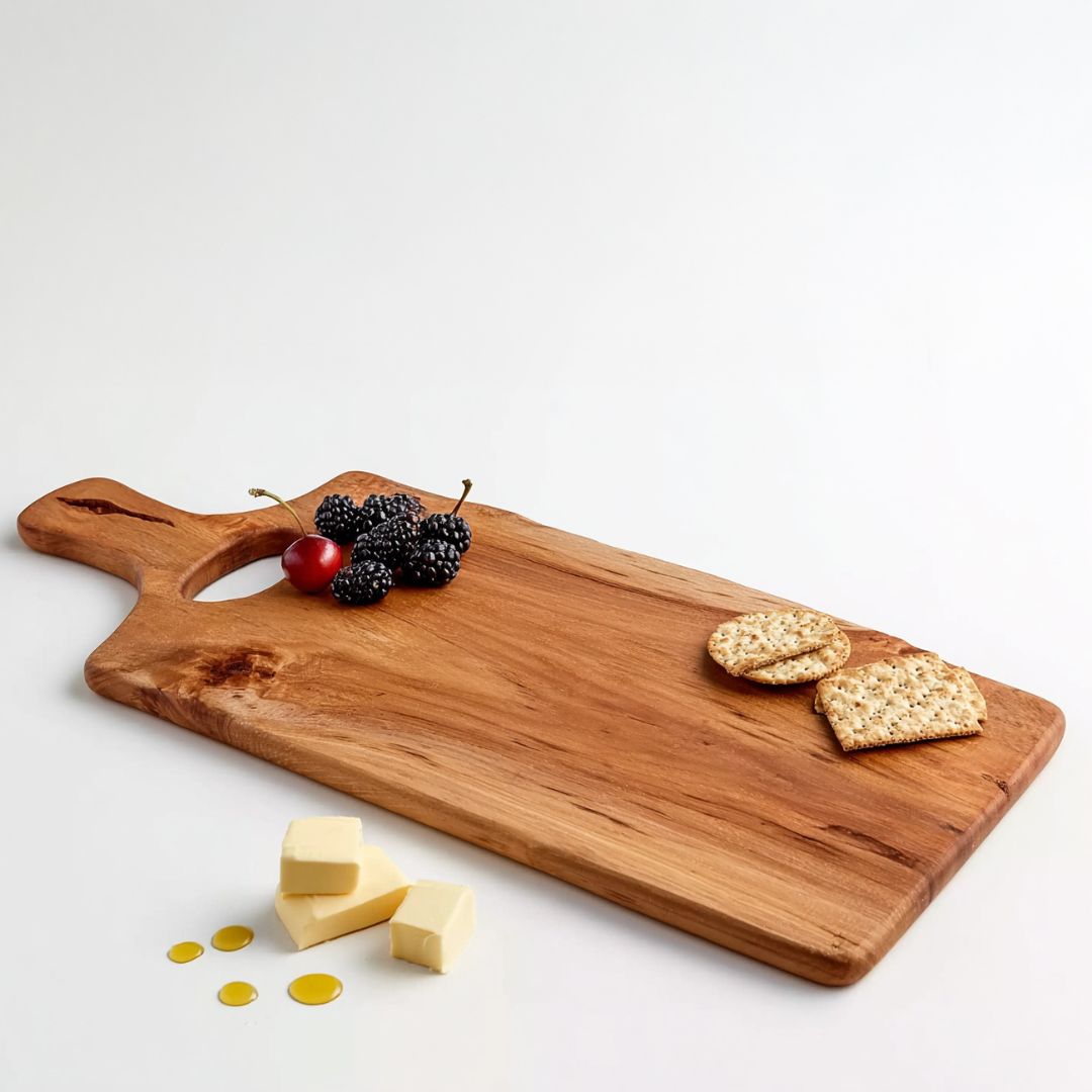 Handcrafted Wood Serving Board with Handle – Natural Live Edge Charcuterie & Cheese Board WFNVA0181