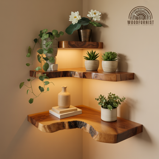Handcrafted Live Edge Solid Wood Floating Shelf – Rustic Driftwood Wall Shelf WFNED0012