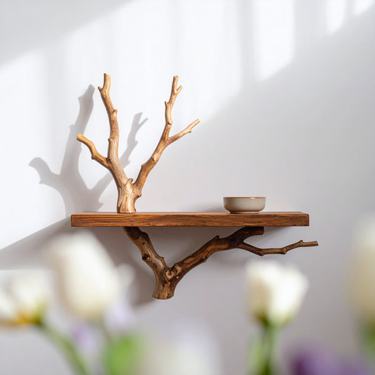 Handcrafted Tree Branch Wall Shelf