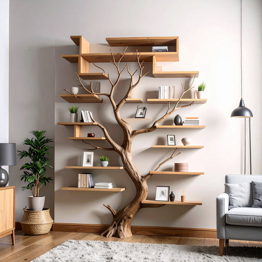 Tree book shelf driftwood branch bookcase handmade furniture