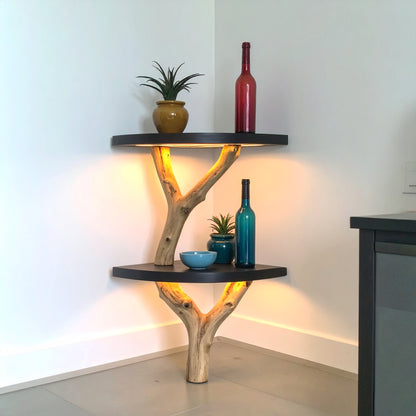 Natural Driftwood Corner Wall Shelf