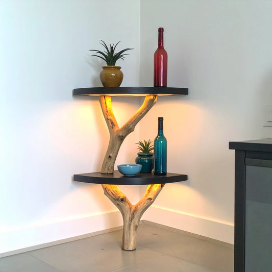 Natural Driftwood Corner Wall Shelf
