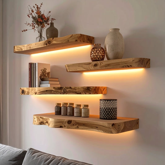Handcrafted Solid Wood Floating Shelves