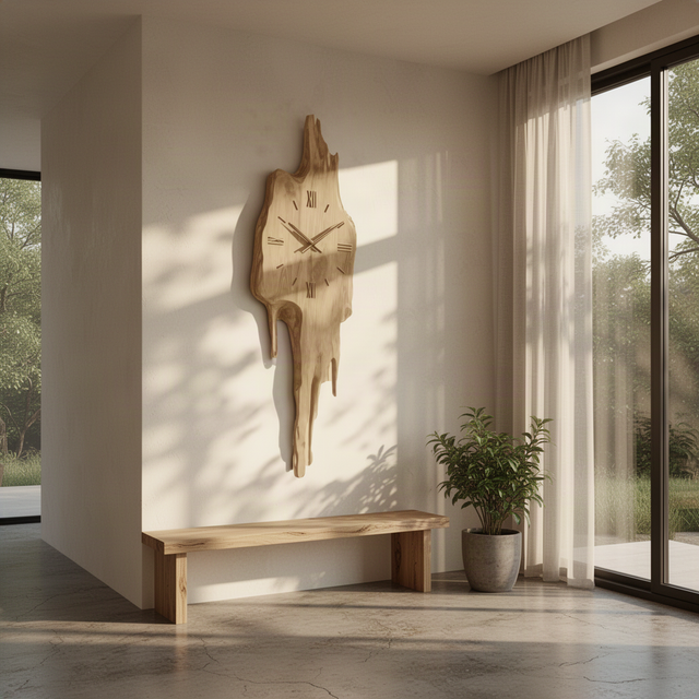 Meltora Sculptural Wood Wall Clock