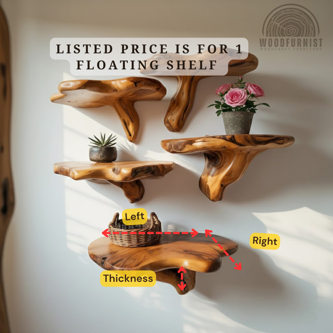 Organic Sculptural Wood Floating Shelves – Handcrafted Root Wood Wall Art WFNED2170