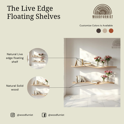 Wavy Floating Wood Shelf – Handcrafted Curved Wall Shelf for Minimalist Decor WFNED2165