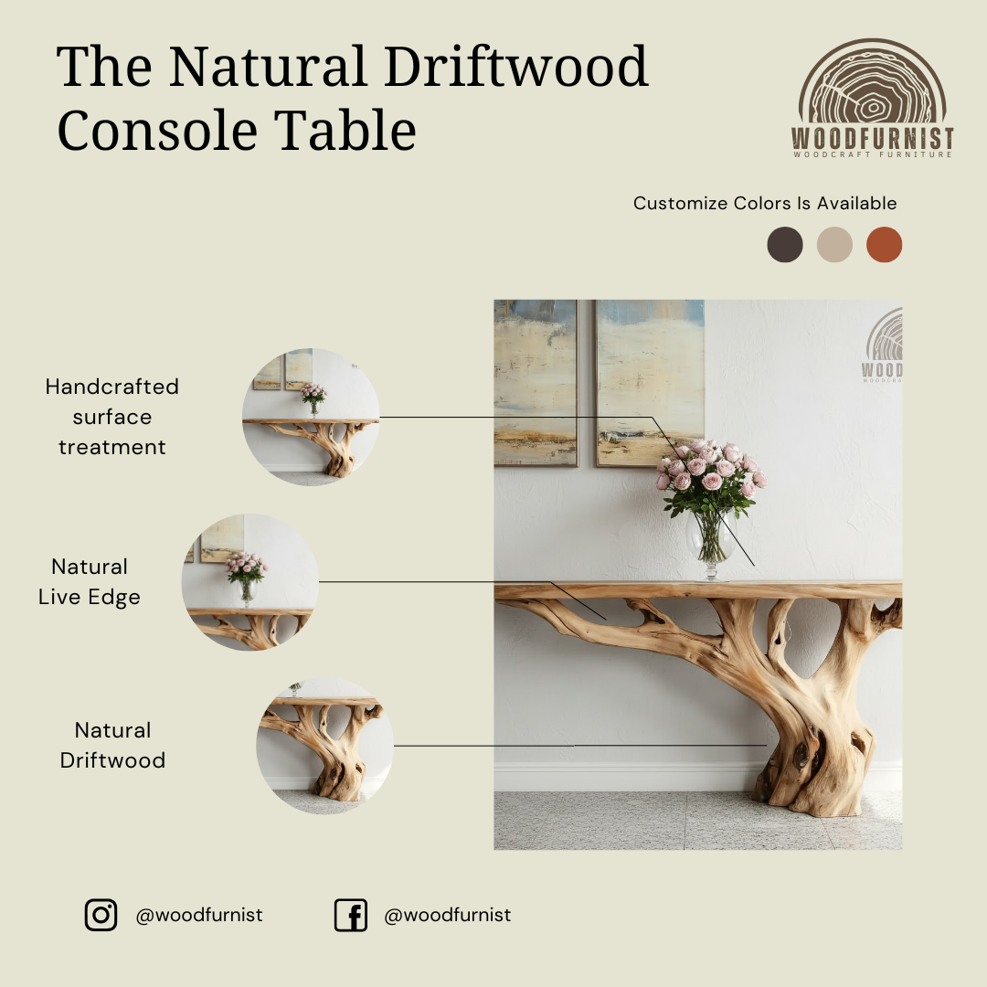 Handmade Wooden Entry Way Table – Rustic Console & Modern Side Wall Table WFNED2114