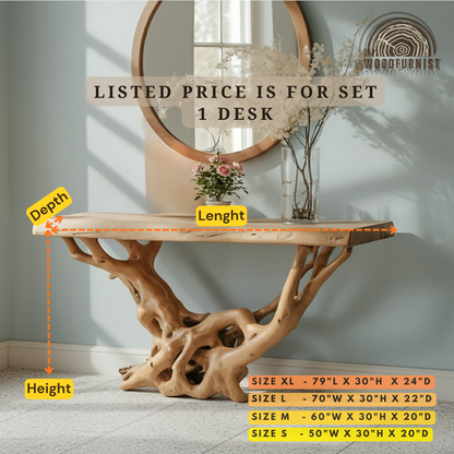 Handmade Live Edge Console Table – Rustic Farmhouse Narrow Entryway Wood WFNED2113