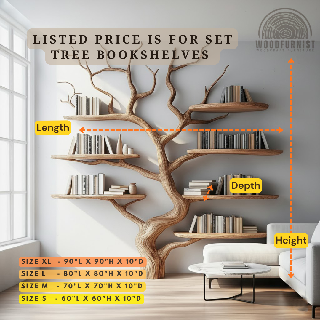 Organic Tree Branch Wall Shelf – Handmade Solid Wood Art Shelf WFNVA2054