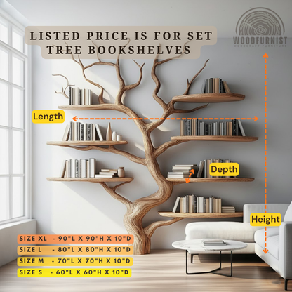 Organic Tree Branch Wall Shelf – Handmade Solid Wood Art Shelf WFNVA2054