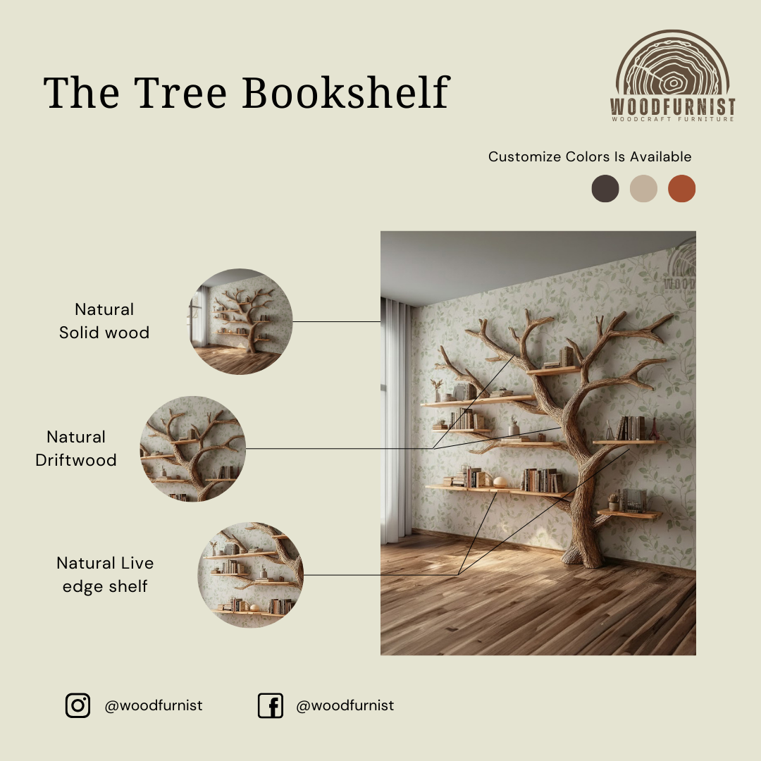 Full-Size Tree Branch Wall Shelf – Handmade Wooden Art Furniture WFNVA2061