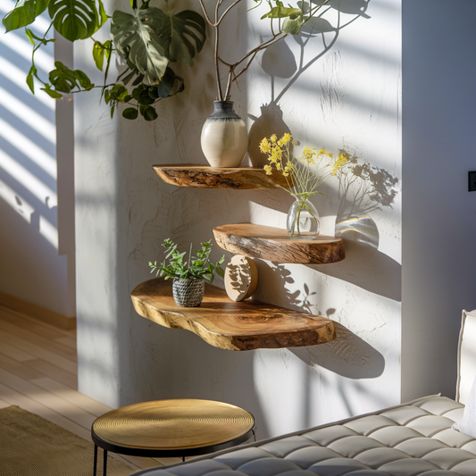Custom Size Live Edge Floating Wall Shelf Living Room Organization Wooden shelves