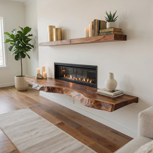 Handcrafted Live Edge Wood Floating Shelf – Solid Wood Fireplace Mantel, Rustic Modern Wall Shelf, Christmas Mantel Decor