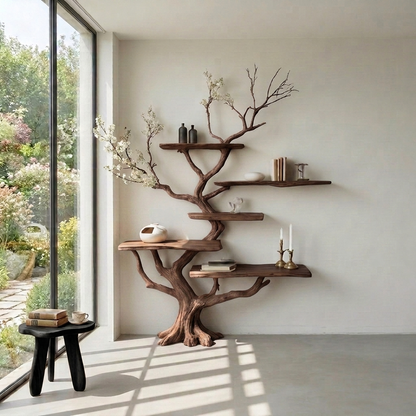Sculptural Tree Branch Live Edge Solid Wood TreeShelf