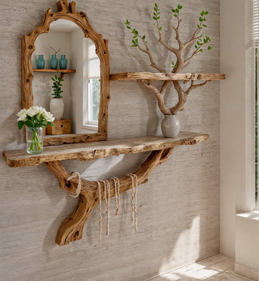 Floating Tree Branch Bookshelf Nature-Inspired Wooden Decor