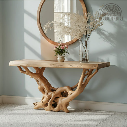 Handmade Live Edge Console Table – Rustic Farmhouse Narrow Entryway Wood WFNED2113