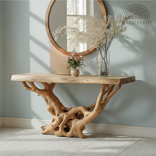 Handmade Live Edge Console Table – Rustic Farmhouse Narrow Entryway Wood WFNED2113