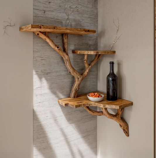 tree branch shelves wall mount bookcase rustic furniture decor home art