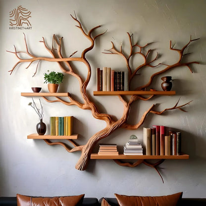 Custom Size Driftwood Tree Branch Wall Shelf, Rustic Live Edge Bookshelf