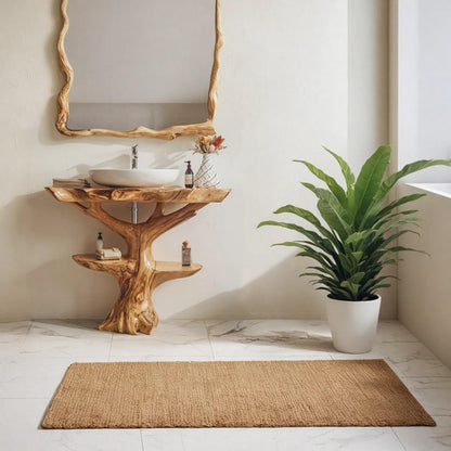 Handcrafted Wood Bathroom Vanity | Solid Wood Rustic Vanity Cabinet with Sink | Handmade Bathroom Furniture