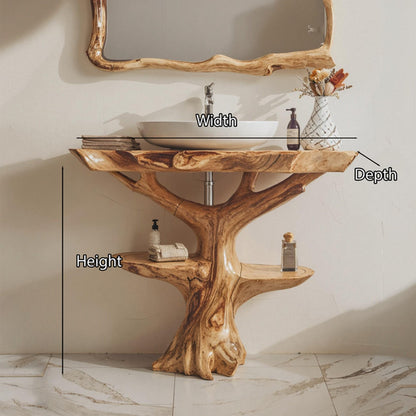 Handcrafted Wood Bathroom Vanity | Solid Wood Rustic Vanity Cabinet with Sink | Handmade Bathroom Furniture
