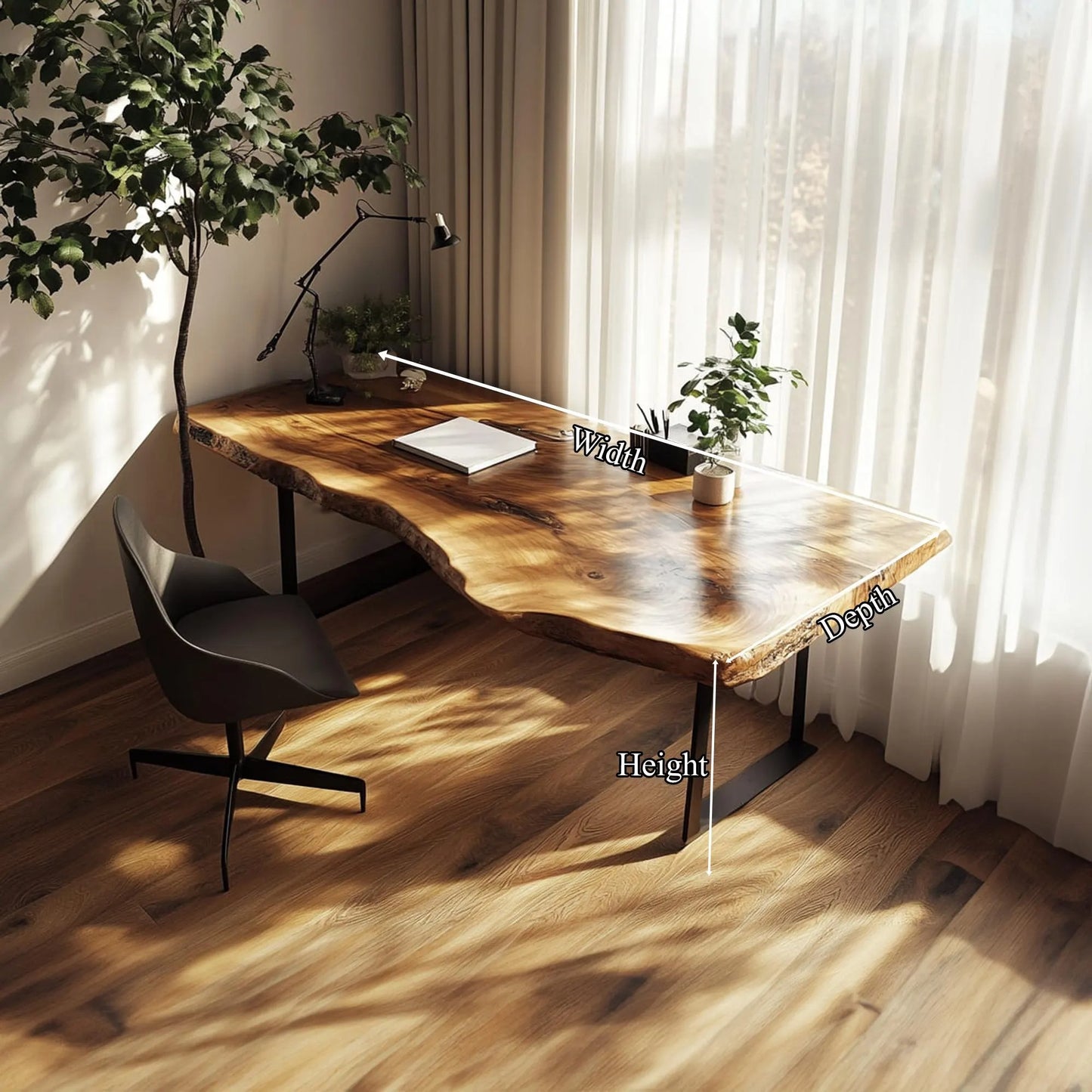 Desk Solid Wood Live Edge Table Rustic Desk Modern Office Desk Handmade Furniture Office Decor