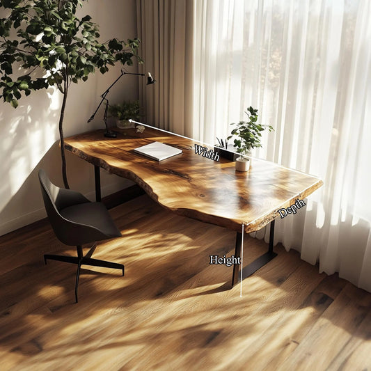 Desk Solid Wood Live Edge Table Rustic Desk Modern Office Desk Handmade Furniture Office Decor