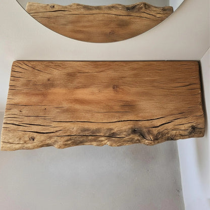 Natural driftwood live edge solid wood bathroom vanity shelf wall