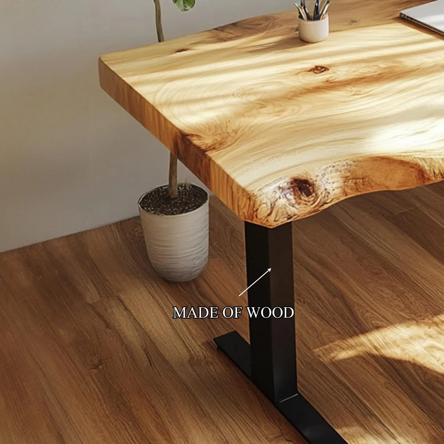 Solid Wood Rustic Desk Live Edge Table Handcrafted Furniture for Stylish Office and Modern Home Decor